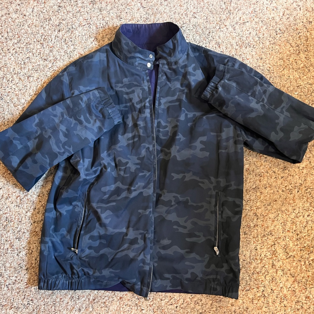 Peter Millar Jacket Mens Blue Reversible Camo Bomber